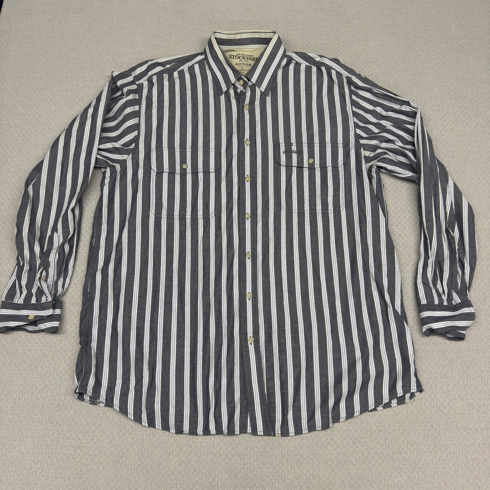 RM Williams Stockyard Mens XL Relaxed Fit Striped Button Down Shirt Western